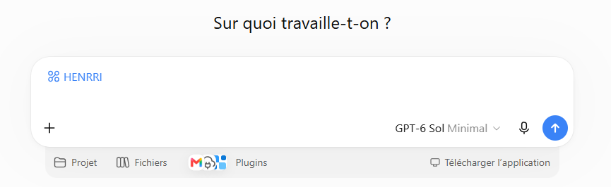 Zone de saisie ChatGPT avec la mention @HENRRI